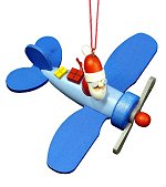 Large Santa in Blue Plane<br>Ulbricht Ornament